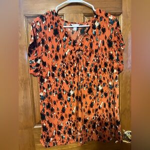 Cato Orange and Black Patterned Blouse